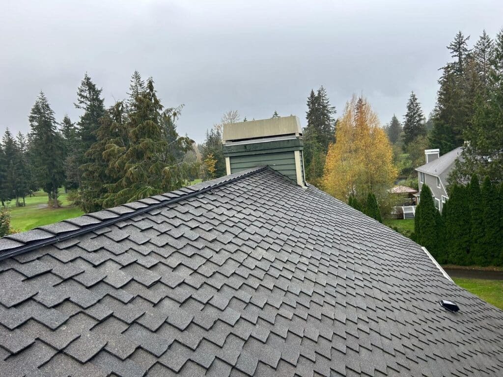 New asphalt shingle roof installation