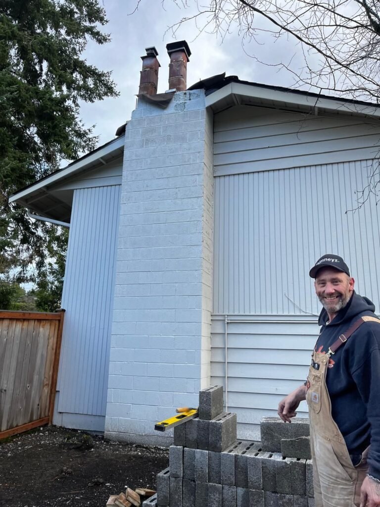 Chimney rebuild project with masonry work
