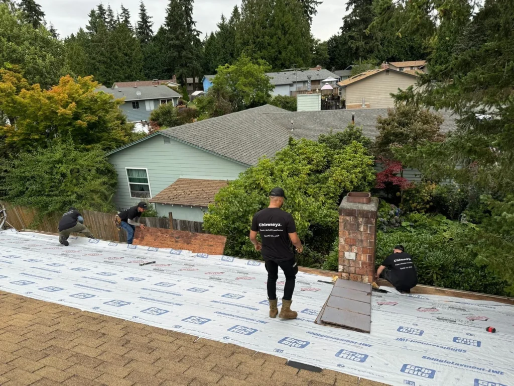 Roof replacement with new underlayment installation