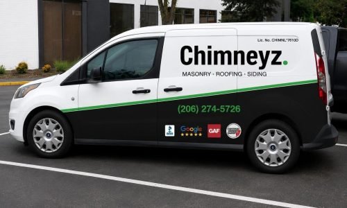 Branded service van for masonry and roofing work